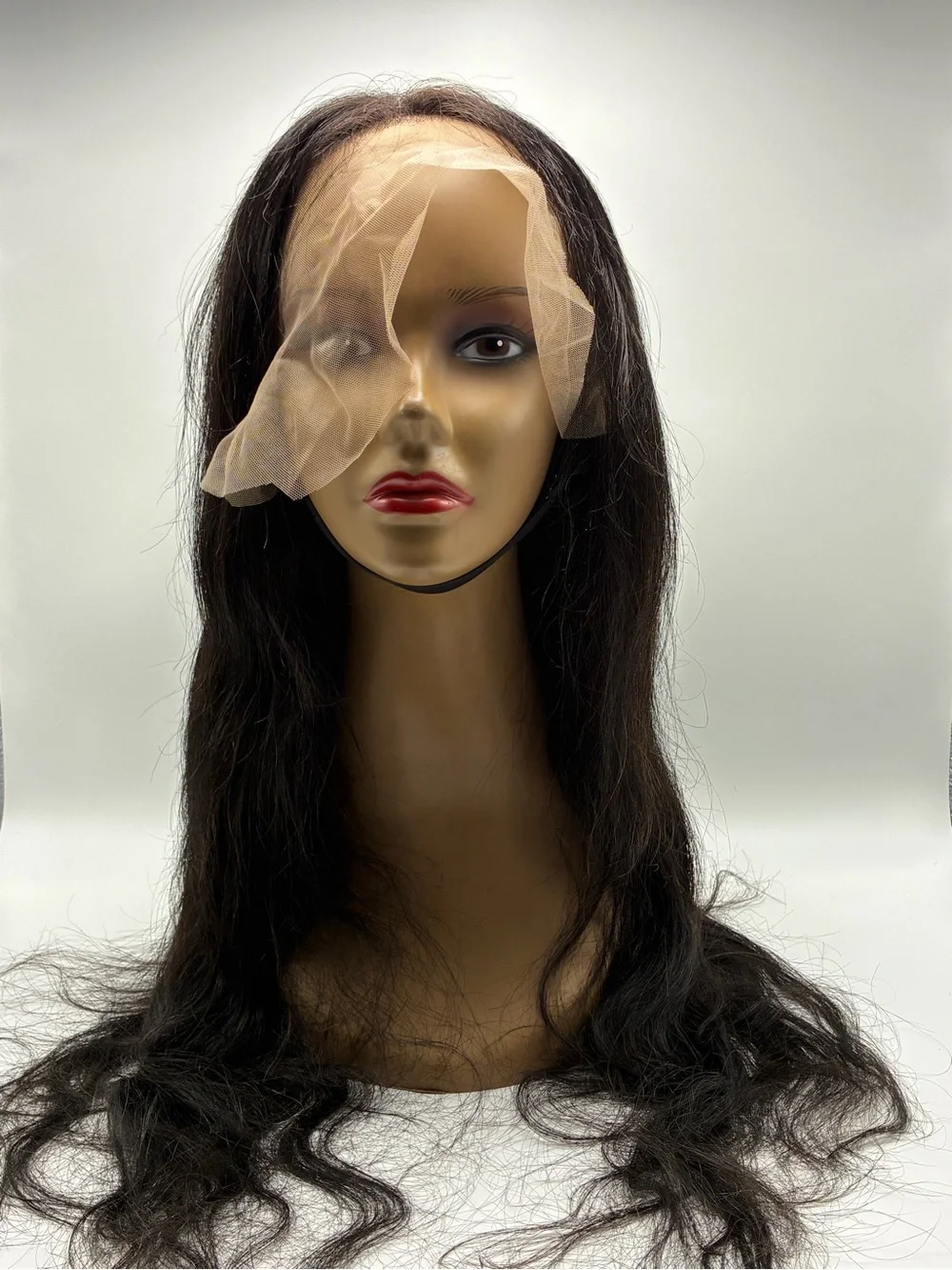 Natural Black Long Wavy Women’s Hairpiece.  Human Hair.  22”